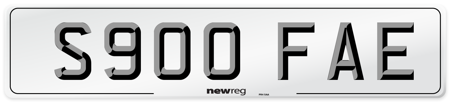 S900 FAE Number Plate from New Reg